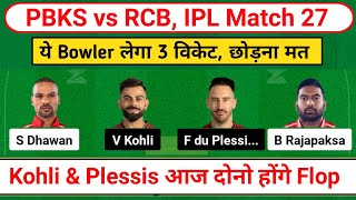 PBKS vs RCB Dream11 Prediction | PBKS vs RCB Dream11 Team | PBKS vs RCB | Punjab vs Bangalore |