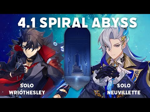 4.1 Spiral Abyss, Solo C1 Wriothesley and Solo C0 Neuvillette! | Genshin Impact