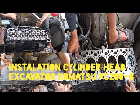 MECHANICAL WORLD|| How to Install a Komatsu PC200-8 Exca Cylinder Head