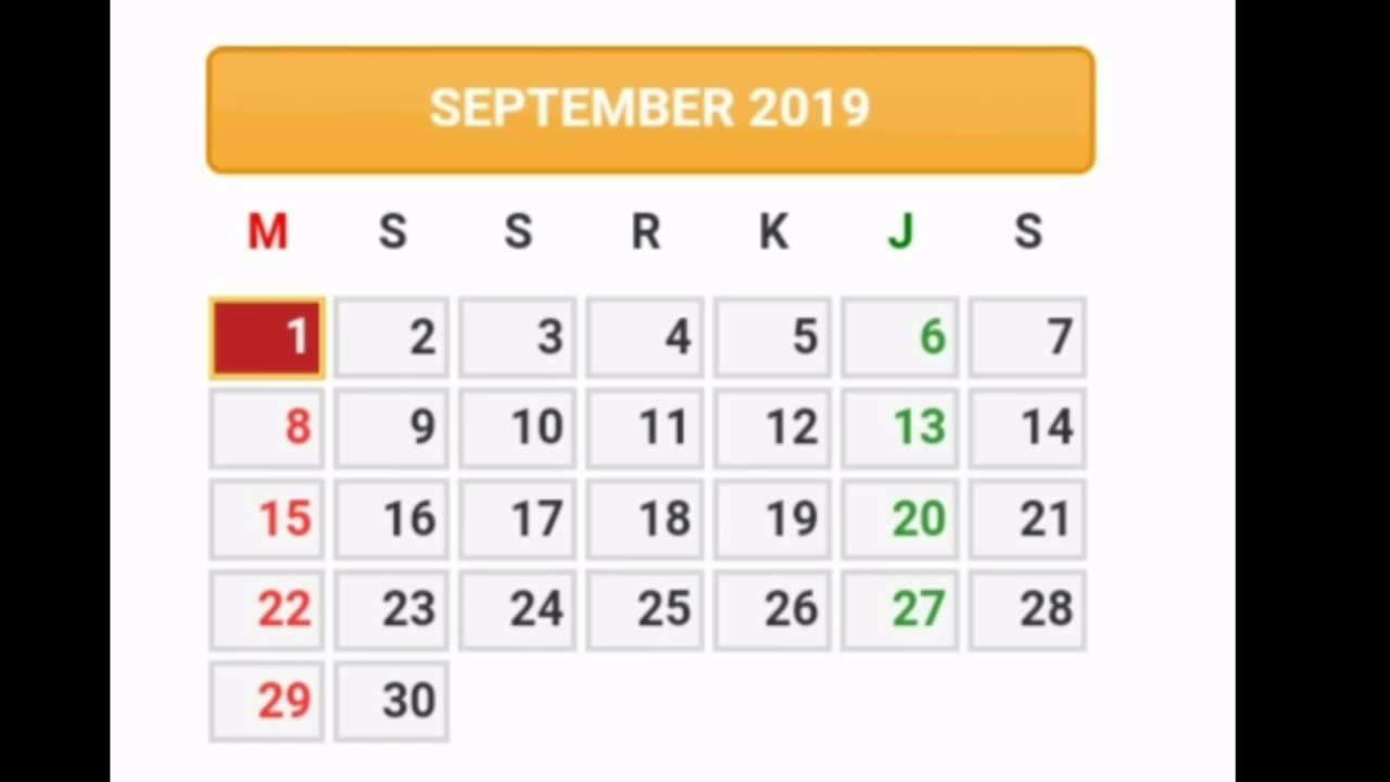 Kalender september 2019