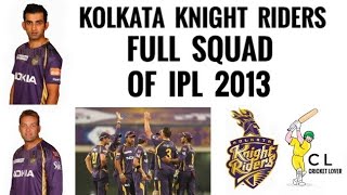 Kolkata Knight Riders Full Squad Of IPL 2013 (Cricket lover B) | IPL 2013 Full Squads