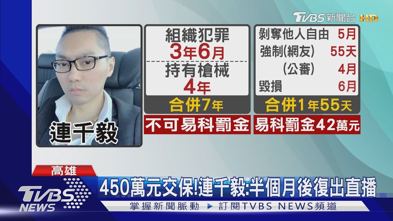 450萬元交保！　連千毅：半個月後復出直播