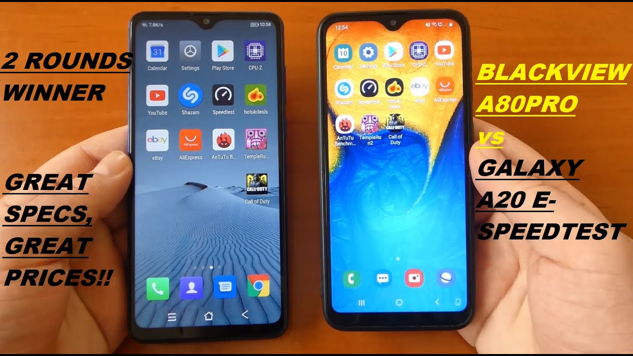 Blackview A80 Pro vs Galaxy A20E- Speedtest!2 Rounds Winner!Awesome Battle!!