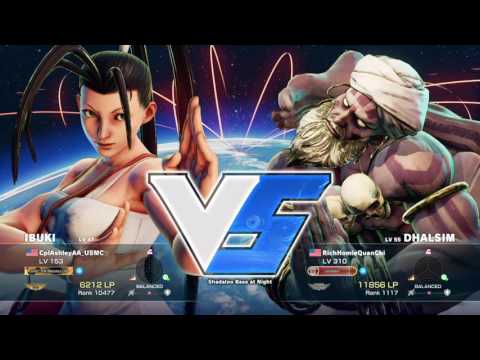 SFV - CplAshleyAA_USMC (Ibuki) VS RichHomieQuanChi (Dhalsim)  Online Battle Lounge FT3