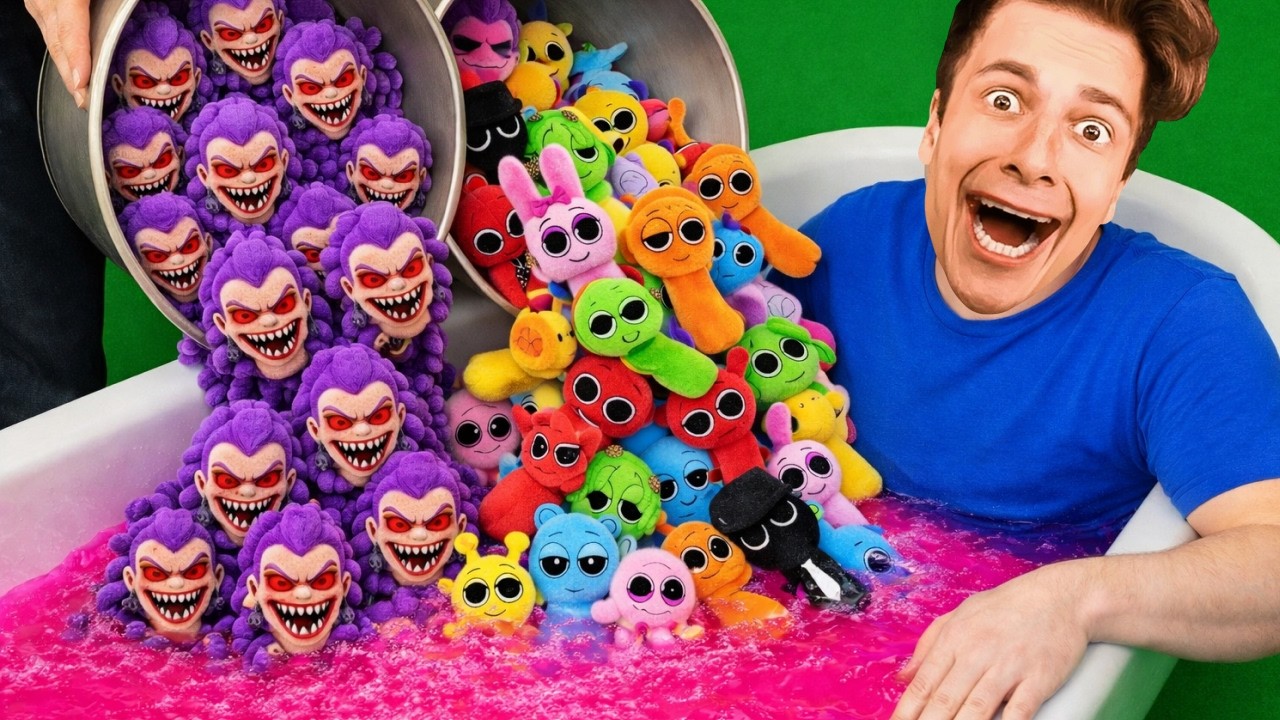 NEVER THROW ALL KPOP DEMON HUNTERS AND SPRUNKI BATH BOMBS AT ONCE AT 3:00 AM!!