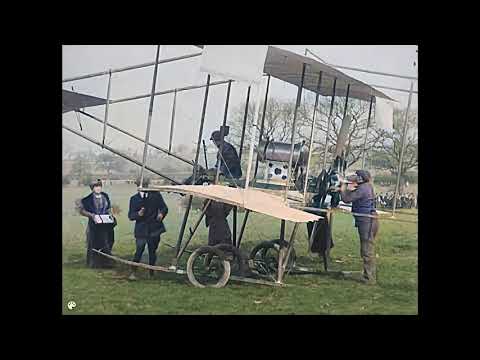 [4k, 60 fps, colorized] (1910) London to Manchester air race. First night flight ever.