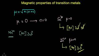 Magnetic properties of transition metals | The d-block elements | Chemistry | Khan Academy
