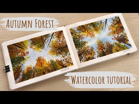 Paint a vibrant autumn forest with me | step by step watercolor tutorial