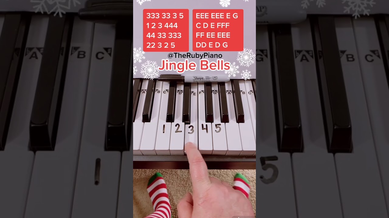 Jingle Bells Piano Easy Tutorial With Letters #Shorts #piano #jinglebellspiano