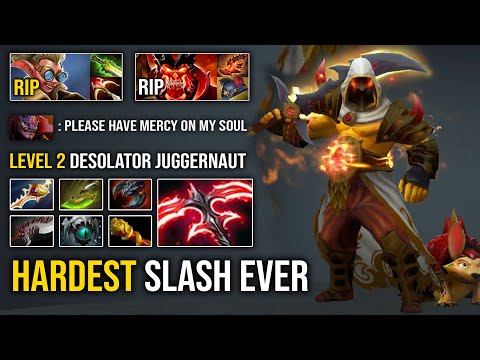 LEVEL 2 DESOLATOR Juggernaut Crazy Battle 1k GPM + Insane Hardest Slash Vs Machine Gun Snapfire DotA