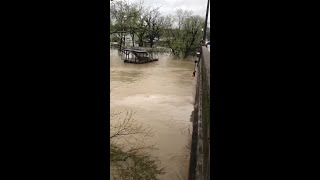 Dock Slams Into Bridge On Swollen Kentucky River