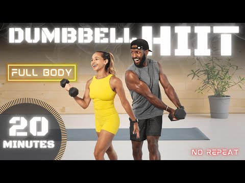 20 Minute Full Body Dumbbell HIIT/ Strength Training Workout  [No Repeat]