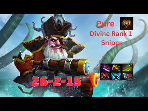 Pure plays Sniper | Rank 1 Immortal | Dota 2 Pro game play | 7.32e