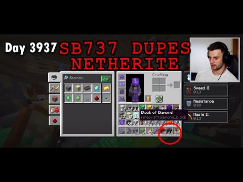 SB737 accidently duplicates netherite blocks in his hardcore world.
