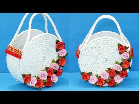 DIY Basket : Beautiful DIY Handmade Pusre from Rope / Rope Craft Video