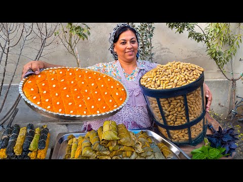 Rare Food & Dessert! Dolma Stuffed Basil with Chicken! Pistachio Baklava