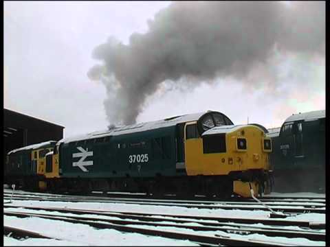 COLD START 37025 Flaming locomotive.