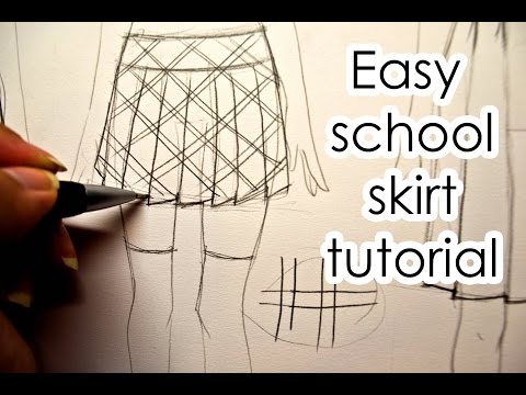 How To Draw Easy School Skirt Slow Tutorial 3 ways