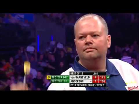PDC Premier League of Darts 2014 - van Barneveld almost throws a 9 darter