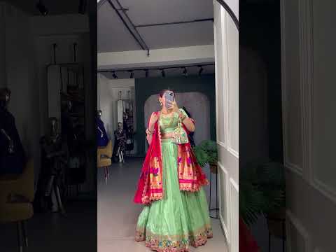 Light Pink Paithani Jacquard Silk Lehenga Set with Zari Weaving, Embroidery & Scallop