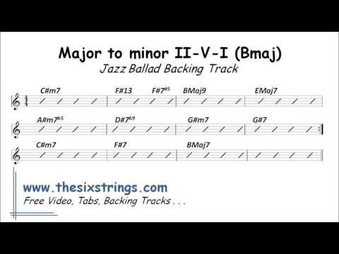 Major to minor II-V-I Backing Track (BMaj) 351 Jazz Ballad