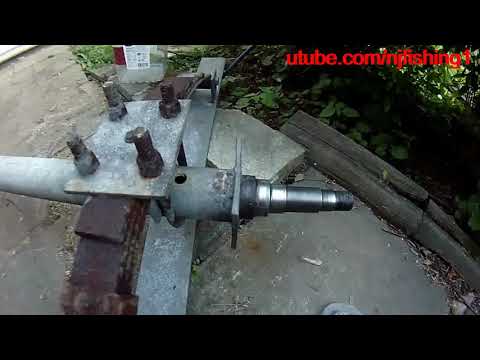 How I removed my boat trailer axle/spindle to take out STUCK castle nut? spindle thread was destroye