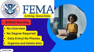 🚨FEMA is Hiring| $85,000 pr yr|No Degree| No Experience| High paying FEMA and Work from Home Jobs