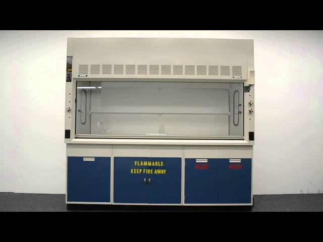 8′ Fisher Hamilton Safeaire Laboratory Fume Hood with Flammable / Acid Cabinet w/ Sink