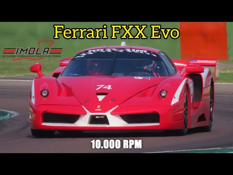 Ferrari FXX Evo | V12 Engine | Crazy Sound, Downshifts, Flames | Imola Circuit | 10.000 RPM