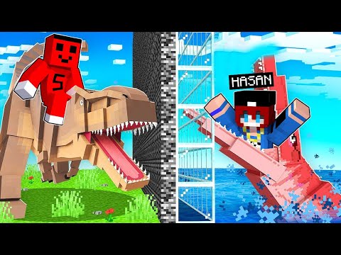 HASANI DİNAZOR MOB SAVAŞINDA HİLEYLE TROLLEDİM !! - Minecraft