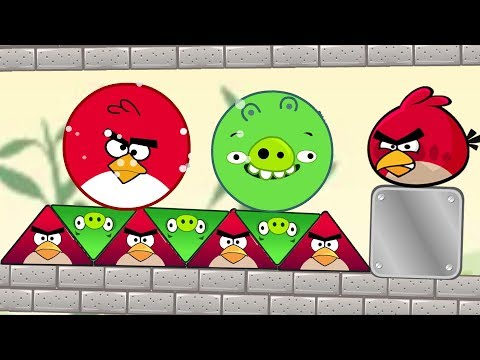 Angry Birds Piggies Out vs Kick Out Green Pigs - TRANSFORM TRIANGLE BIRDS TO ROUND TO KICK PIGGIES!