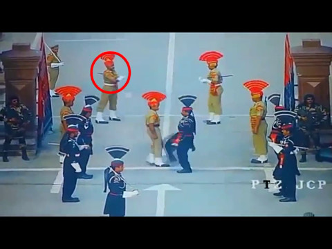 Indian soldier slipped again at wagah border 2017