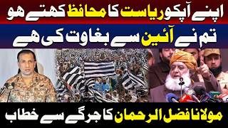 ہم وفادار اور “تم”نے آئین سے بغاوت کی ہے ، مولانا فضل الرحمان کا جرگے سے خطاب