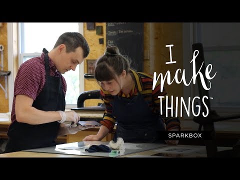Etching, letterpress printing, painting at Sparkbox Studio residency program