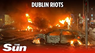 Dublin stabbing: Streets burn as cars set on fire in riots