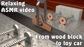 Relaxing ASMR Factory Process | Wooden Toy Car Made from Solid Wood 🚗🪵 (No Talking)