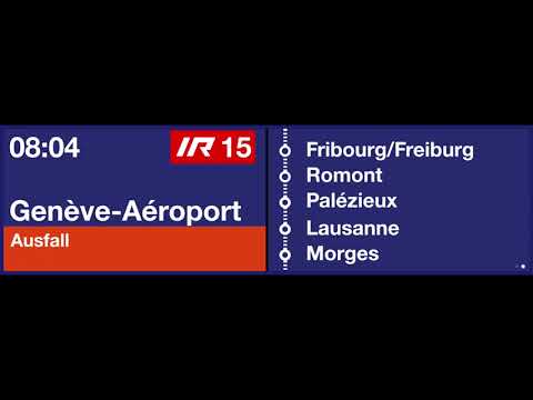 SBB TTS Ausfallmeldung zum IR15 nach Genf-Flughafen (Bus ab Kante Q)