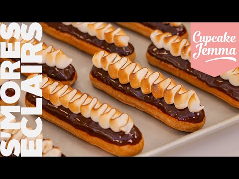 S'mores Eclairs Recipe & Tutorial | Choux Pastry How To | Cupcake Jemma