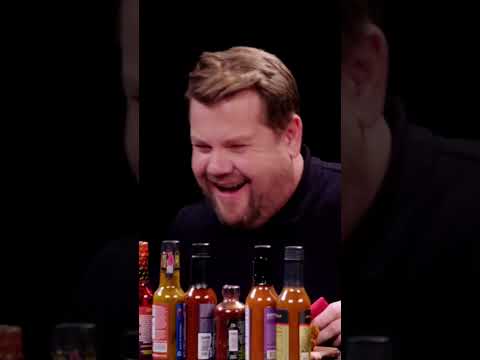 James Corden's reaction to every wing on Hot Ones #shorts
