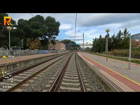 Cab ride Tarragona - Tortosa (Spain, Catalonia) train driver's view in 4K.