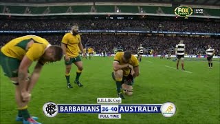 Tiring last play of Barbarians vs Australia 2014
