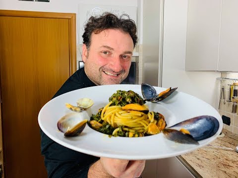 Spaghetti con Cozze ,Vongole e Cime di Rapa