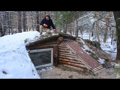 We built a dugout on 2 floors in the forest  Building a complete and warm survival shelter.