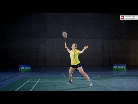 Badminton: Stick Smash Vorhand (von vorne)