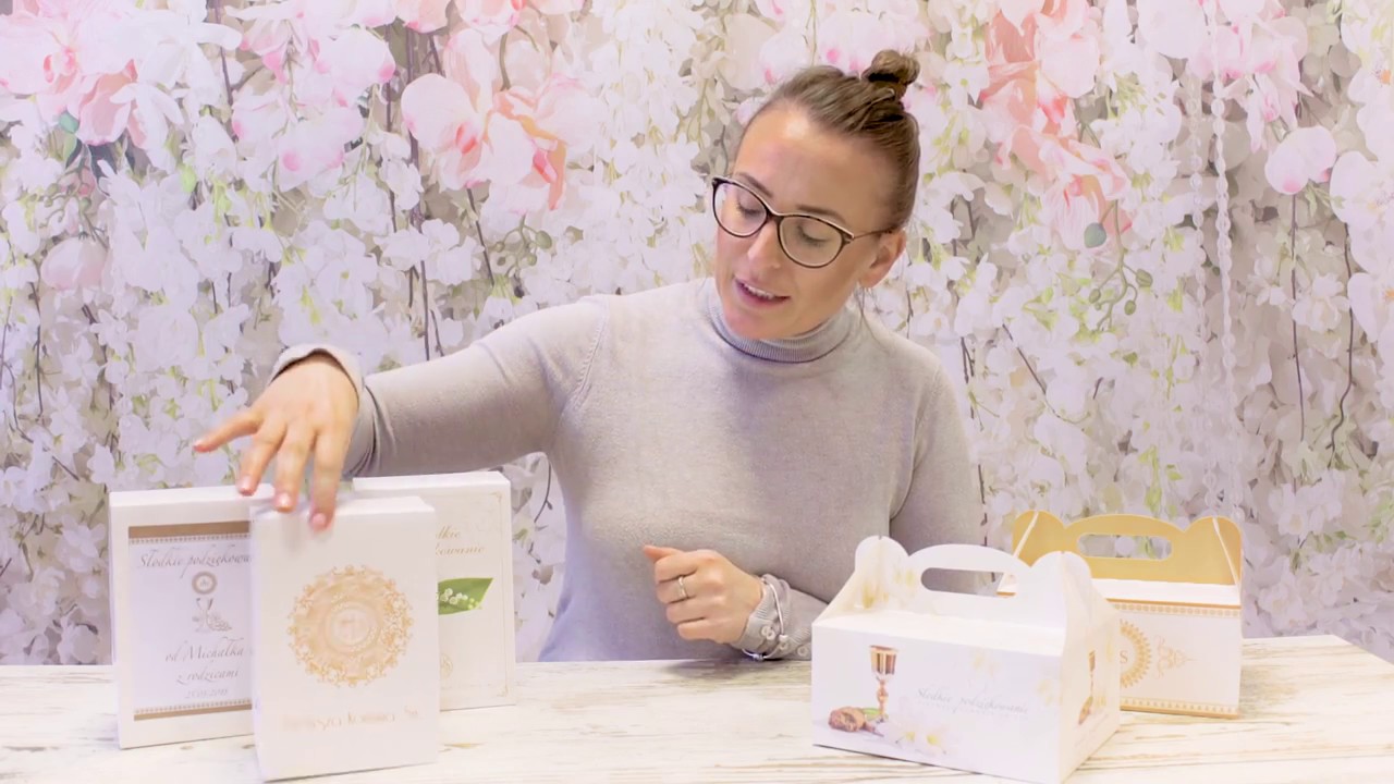 Komunijne podziękowania dla gości - opakowania na ciasto  - sklep komunijny Sakramento.pl