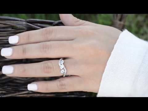 0.72 Ct. Twirl Set Three Stone Anniversary Wedding Ring - TwoBirch TB-WR-0152-WG-J