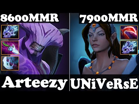 Dota 2 - Arteezy 8600 MMR Faceless Void And UNiVeRsE 7900 MMR Mirana - Ranked Match Gameplay