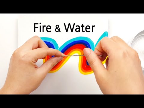 (314) Fire & Water | Chain pull painting | Fluid Acrylic Pouring | Designer Gemma77