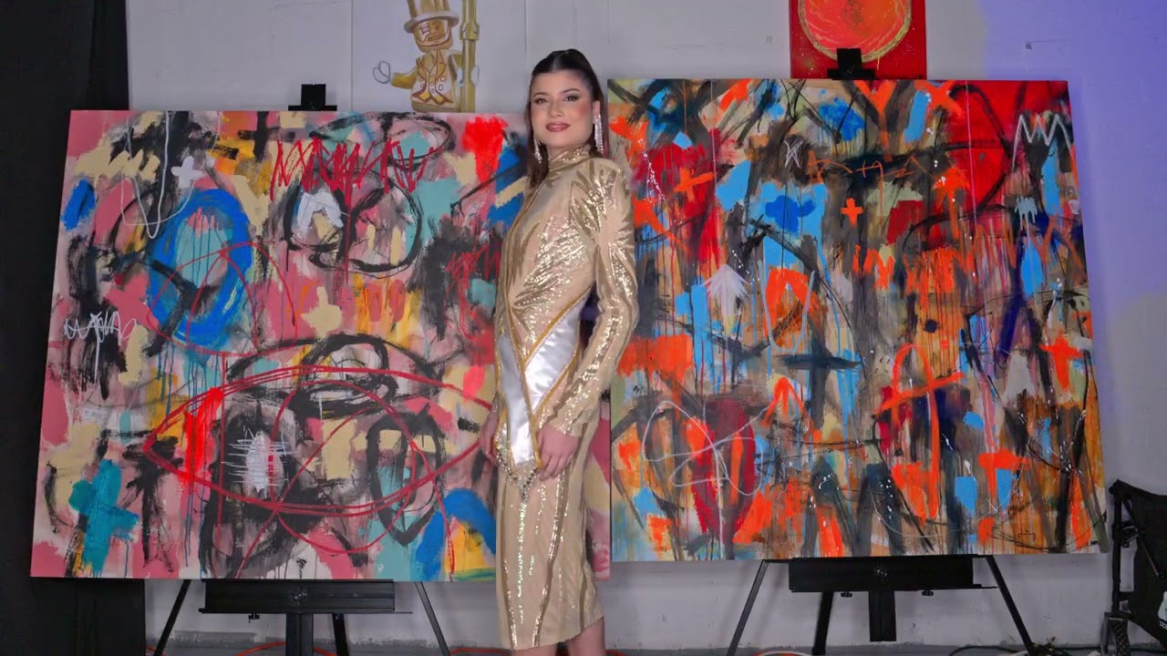 Model Valeria Miss Hispanic 2025 poses @artheartsfashion Art Basel