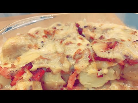 Baked Raclette Cheese with Potatoes, Bacon & Onion - Recipe #272